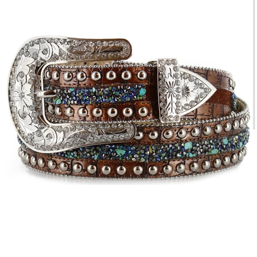 Brown Western Belt with Silver Buckle